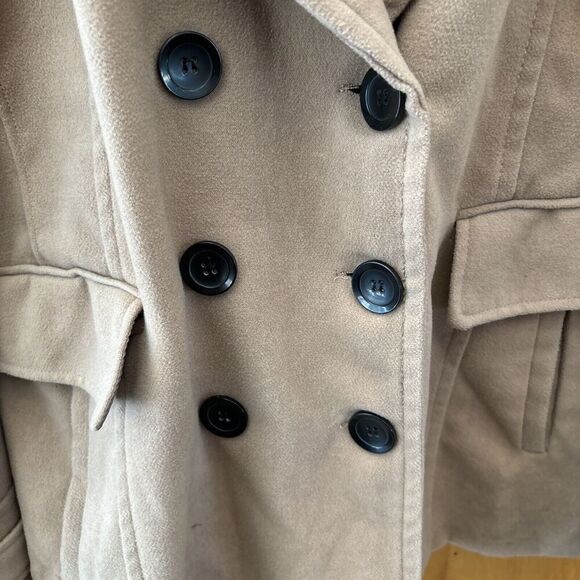 IB Diffusion Coat Women XXL Camel Double Breasted Button Up Pockets Lined - Picture 6 of 12